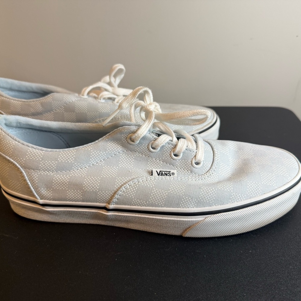 Women’s Vans Light Blue Checkered Lace-Up Shoes